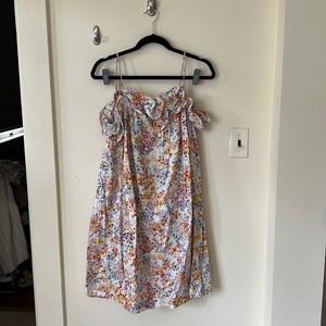 H&M | Floral Ruffle linen blend Dress Small